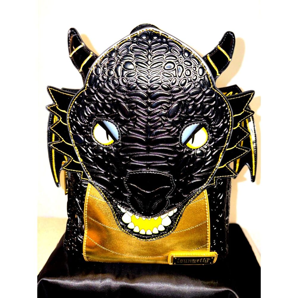 Loungefly Fourth Wing Black Gold Dragon Backpack + Marc Jacobs Bracelet